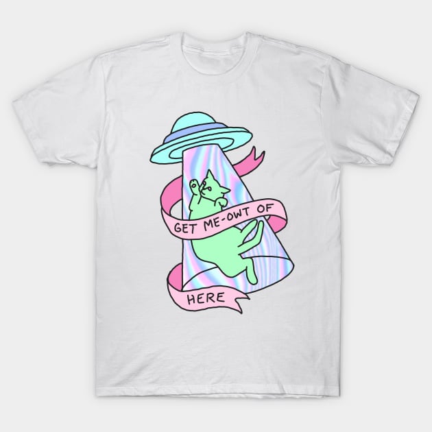 UFO cat alien introvert pastel grunge 99s hologram xfiles T-Shirt by bigkidult